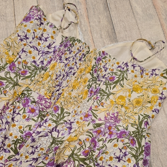 Maeve Anthropologie Floral Dress with Purple and Yellow Accents Size Medium - Picture 7 of 8